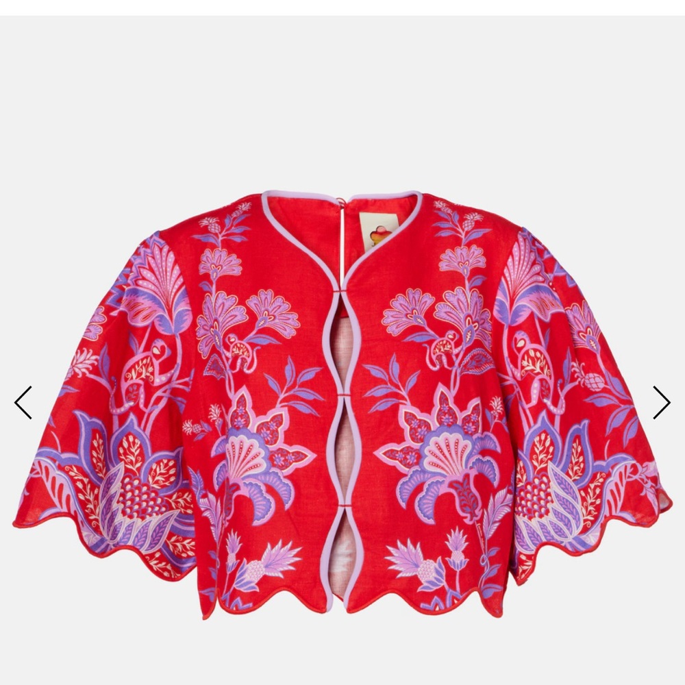 FARM Rio Porcelain Garden Red Floral Blouse - Picture 4 of 4